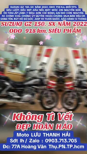 SUZUKI GZ 150.SX 2022.ODO 918 Km.SIÊU LƯỚT,MỚI 99%. Mua bán Xe máy tại Quận Phú Nhuận Tp Hồ Chí Minh được đăng bởi MOTO LUU THANH HAI  77A hình 1