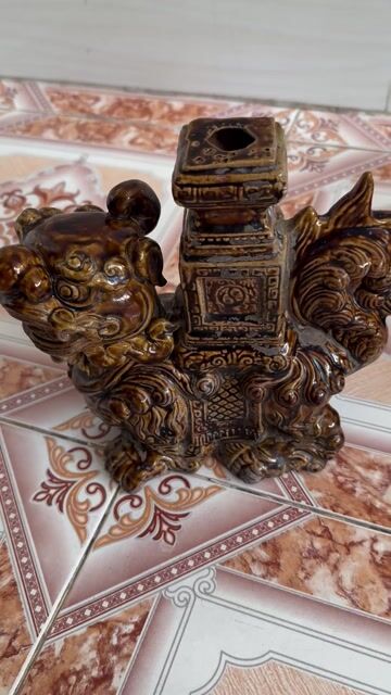 Chân đèn gốm sứ Bát Tràng Nâu. Mua bán Nội thất, đồ gia dụng khác tại Huyện Mỏ Cày Nam Bến Tre được đăng bởi Ngân Giang hình 1