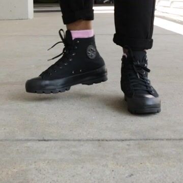 Womens Converse Chuck Taylor All Star Hi Lugged Sneaker - Black Monochrome video thumbnail