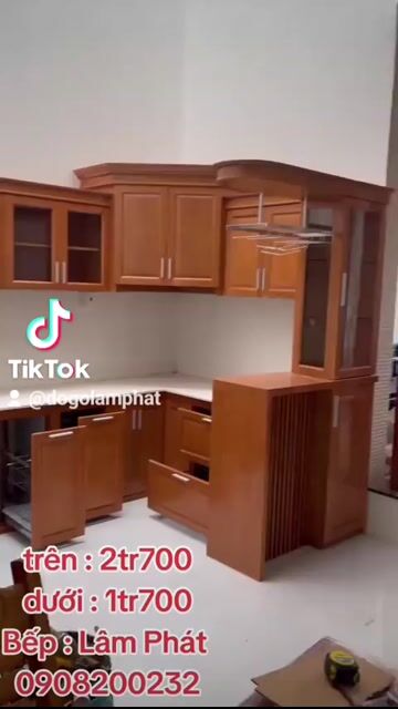 Tủ bếp Bếp Lâm Phát gỗ sồi chữ L. Mua bán Tủ, kệ gia đình tại Huyện Hóc Môn Tp Hồ Chí Minh được đăng bởi ĐỒ GỔ LÂM PHÁT hình 1