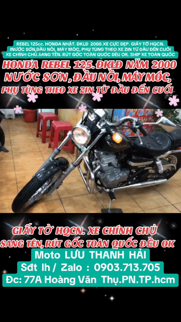 HONDA REBEL 125 .ĐKLĐ 2000. CỰC KỲ ĐẸP. ZIN TỪ A-Z. Mua bán Xe máy tại Quận Phú Nhuận Tp Hồ Chí Minh được đăng bởi MOTO LUU THANH HAI  77A hình 1