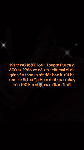 Toyota Pulica A 800 cổ 1966 đã cắt mui trần mới đk. Mua bán Ô tô tại Huyện Dầu Tiếng Bình Dương được đăng bởi Đào Tấn hình 1