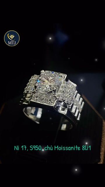 Nhẫn nam Bạc 950 Moissanite 8.1 li. Mua bán Phụ kiện thời trang khác tại Quận 7 Tp Hồ Chí Minh được đăng bởi Minh Tiến Q7 hình 1