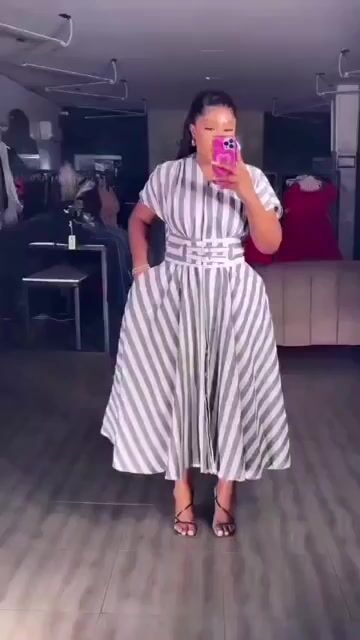 Striped Button Front Maxi Dress