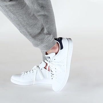 Mens adidas Stan Smith Athletic Shoe - White / Navy video thumbnail