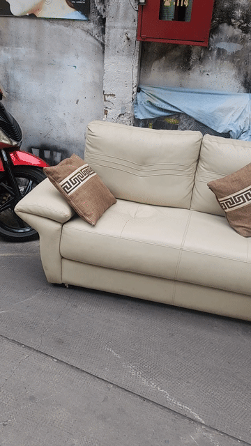 Ghế sofa da kem 2m4x1m6 như hình. Mua bán Bàn ghế tại Quận 4 Tp Hồ Chí Minh được đăng bởi kim phát hình 1