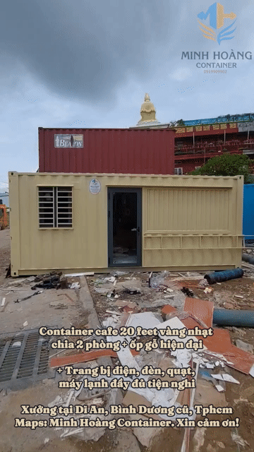 Container cafe Vàng 20 feet chia 2 phòng có video. Mua bán Đồ chuyên dụng, Giống nuôi trồng tại Thành phố Dĩ An Bình Dương được đăng bởi Minh Hoàng Container hình 1