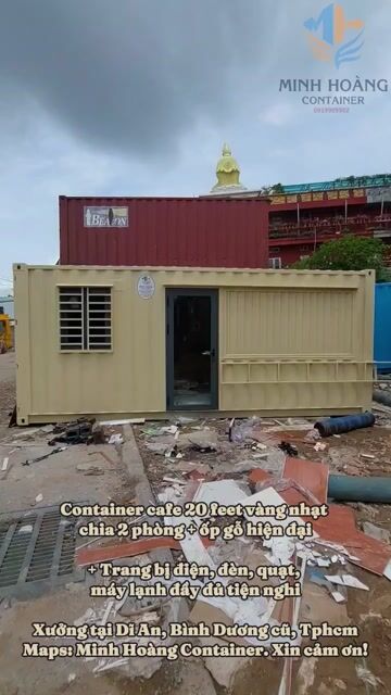 Container cafe Vàng 20 feet chia 2 phòng có video. Mua bán Đồ chuyên dụng, Giống nuôi trồng tại Thành phố Dĩ An Bình Dương được đăng bởi Minh Hoàng Container hình 1