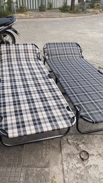 Giường xếp Thép Vải Textilen Kẻ caro. Mua bán Giường, chăn ga gối nệm tại Quận Cẩm Lệ Đà Nẵng được đăng bởi NỘI THẤT GIÁ TẬN XƯỞNG hình 1