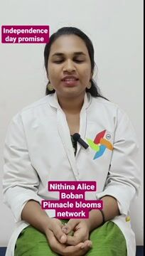 Pinnacle Blooms Network 75th Independence Day Promise by Nithina Alice Boban, Speech Therapist of Pinnacle @ Suchitra II in Tamil