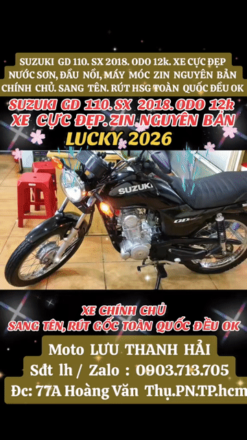 SUZUKI GD 110.SX 2018.ODO 12k.ĐẦU NỒI,MÁY MÓC ZIN. Mua bán Xe máy tại Quận Phú Nhuận Tp Hồ Chí Minh được đăng bởi MOTO LUU THANH HAI  77A hình 1