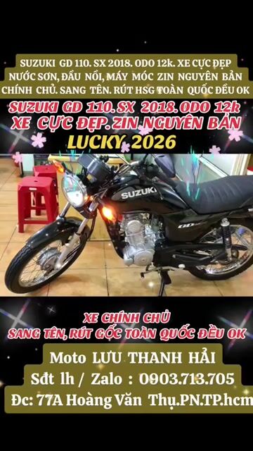SUZUKI GD 110.SX 2018.ODO 12k.ĐẦU NỒI,MÁY MÓC ZIN. Mua bán Xe máy tại Quận Phú Nhuận Tp Hồ Chí Minh được đăng bởi MOTO LUU THANH HAI  77A hình 1