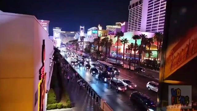 Vegas street scenes at night, no people in focus